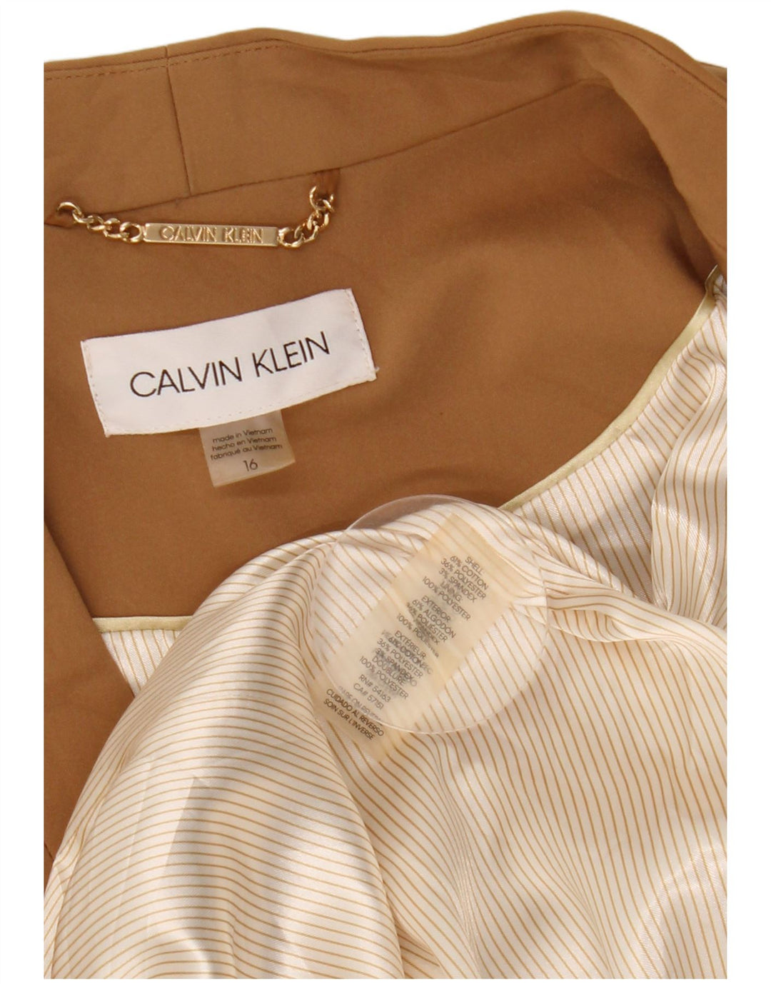 CALVIN KLEIN Γυναικείο σακάκι 3/4 μανίκι με 1 κουμπί US 16 XL Μπεζ