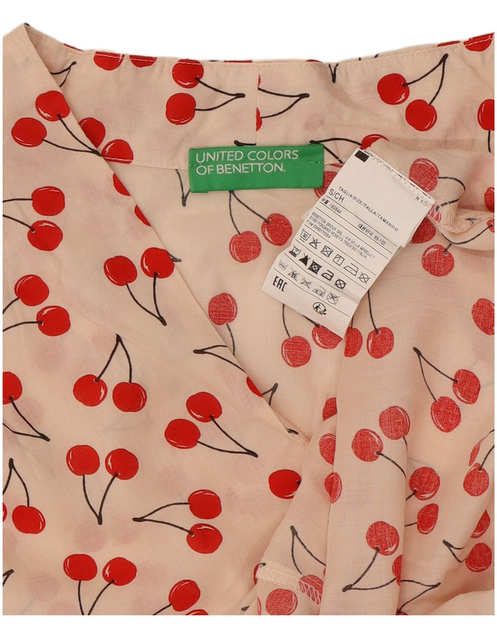 BENETTON Womens Oversized Blouse Top UK 10 Small Off White