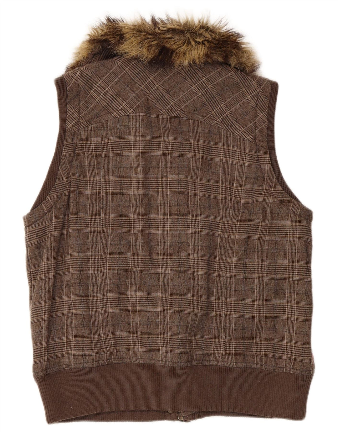 Fat Face Womens Gilet UK 12 Medium Brown Houndstooth Πολυεστέρας