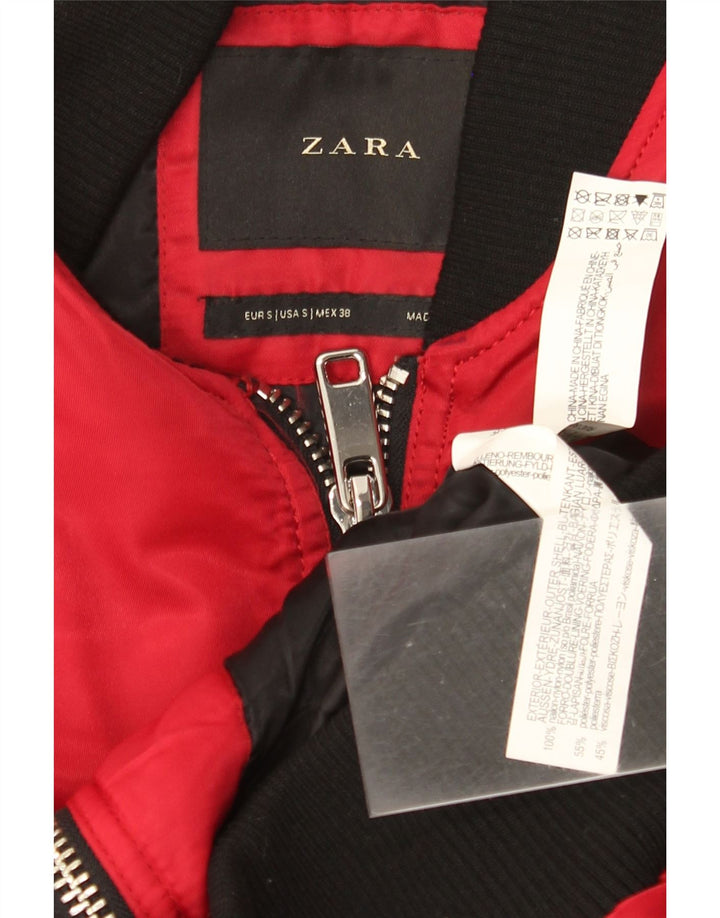 Zara Ανδρικό Bomber Jacket UK 36 Small Red Colourblock Nylon