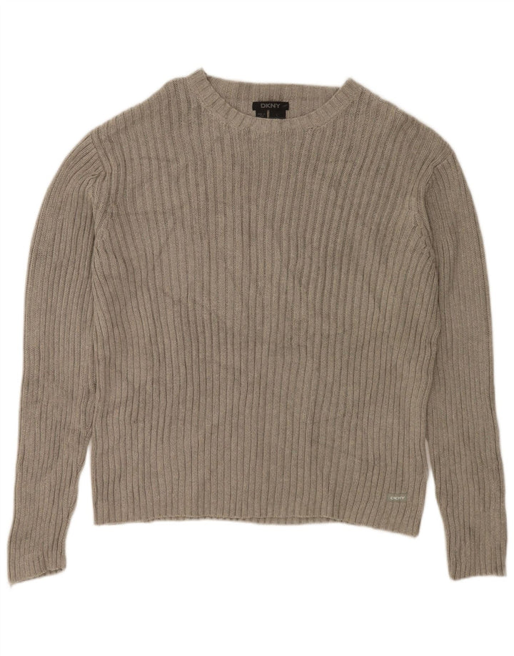 DKNY Γυναικείο πουλόβερ με λαιμόκαυστο UK 16 μεγάλο γκρι βαμβακερό