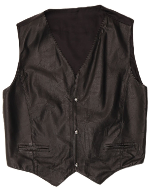 Vintage Ανδρικό Δερμάτινο Γιλέκο IT 50 Large Μαύρο Δερμάτινο