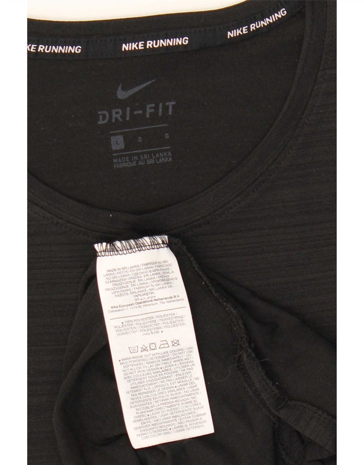 Ανδρικό μπλουζάκι Nike Dri Fit Top Large Μαύρο Ρίγα Πολυεστέρας