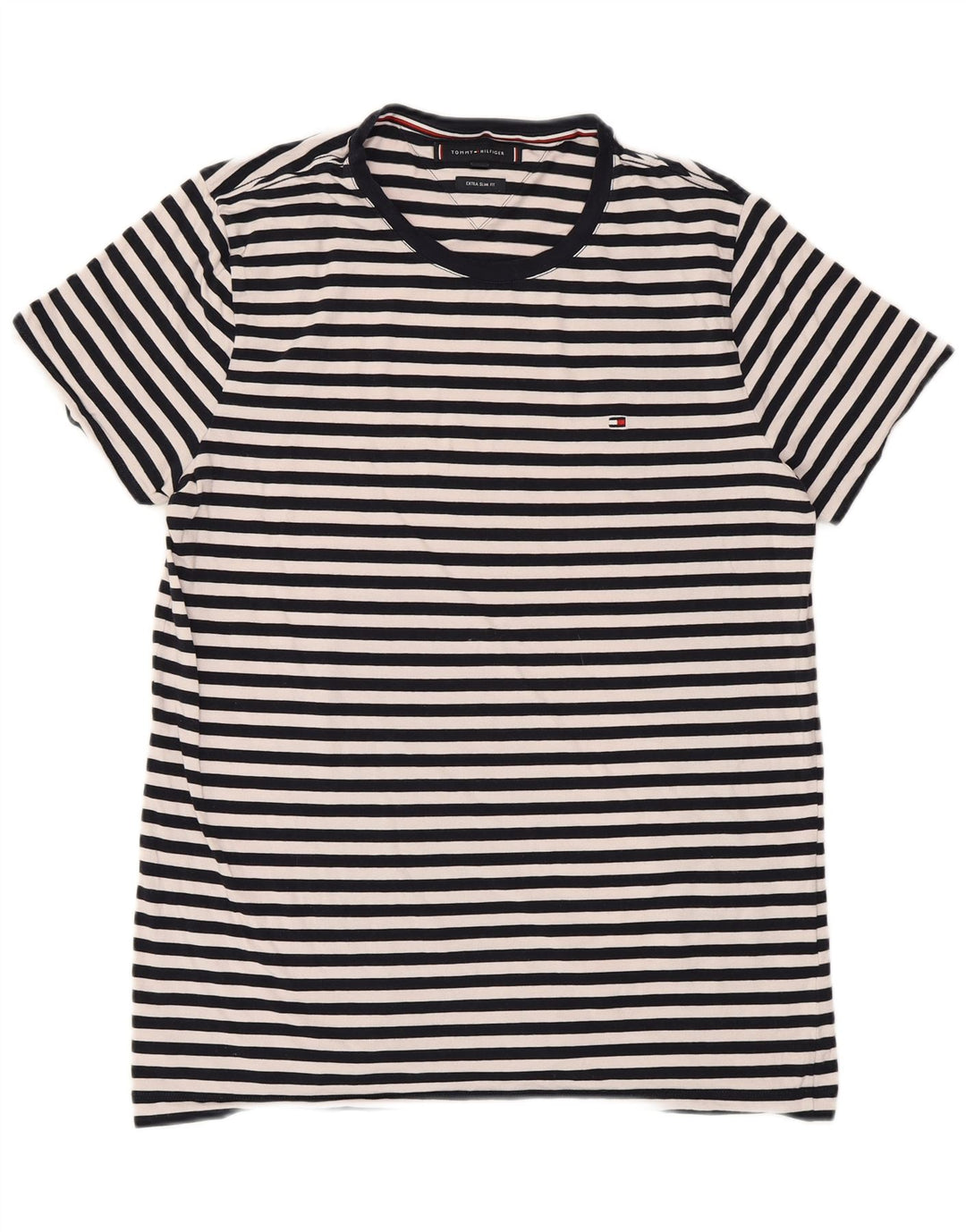 TOMMY HILFIGER Ανδρικό μπλουζάκι Extra Slim Top Large Navy Blue ριγέ βαμβακερό