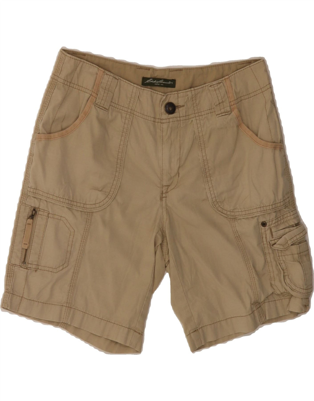 EDDIE BAUER Womens Cargo Shorts US 2 XS W29 Beige Check Cotton Vintage Eddie Bauer and Second-Hand Eddie Bauer from Messina Hembry 