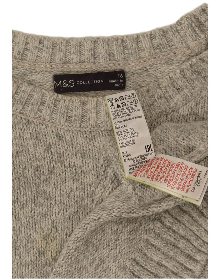 Marks & Spencer Γυναικείο πουλόβερ με λαιμόκοψη UK 16 Large Grey Flecked