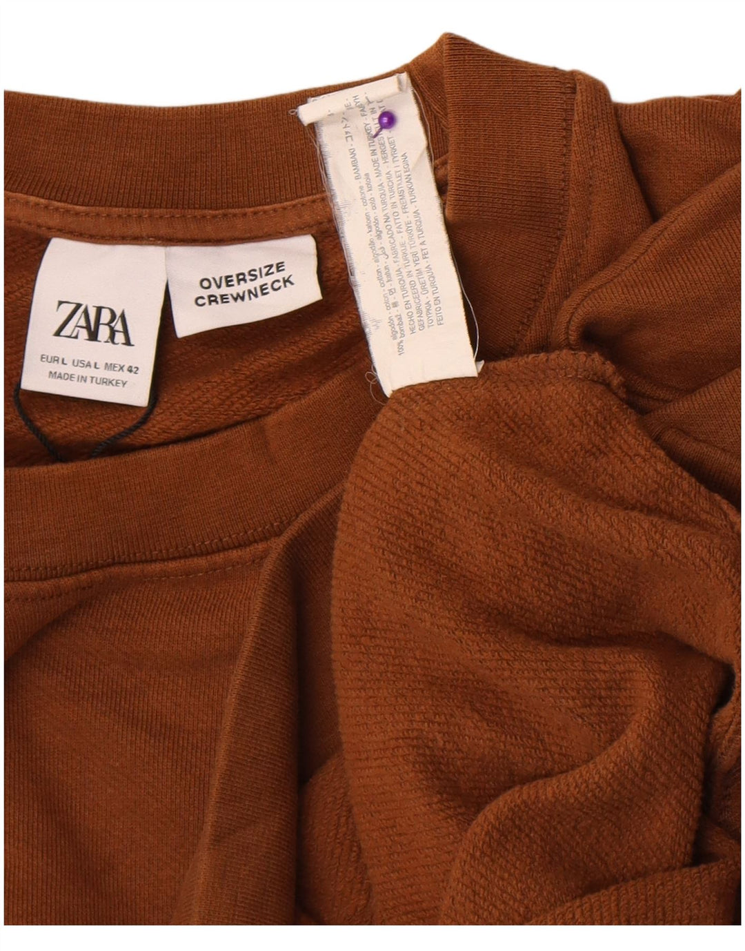 Ανδρικό φούτερ Zara μεγάλου μεγέθους, βαμβακερό καφέ