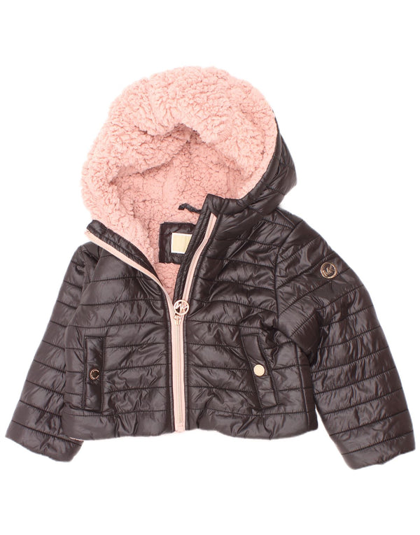 Michael Kors Baby Girls Hooded Sherpa Jacket 18-24 Months Black