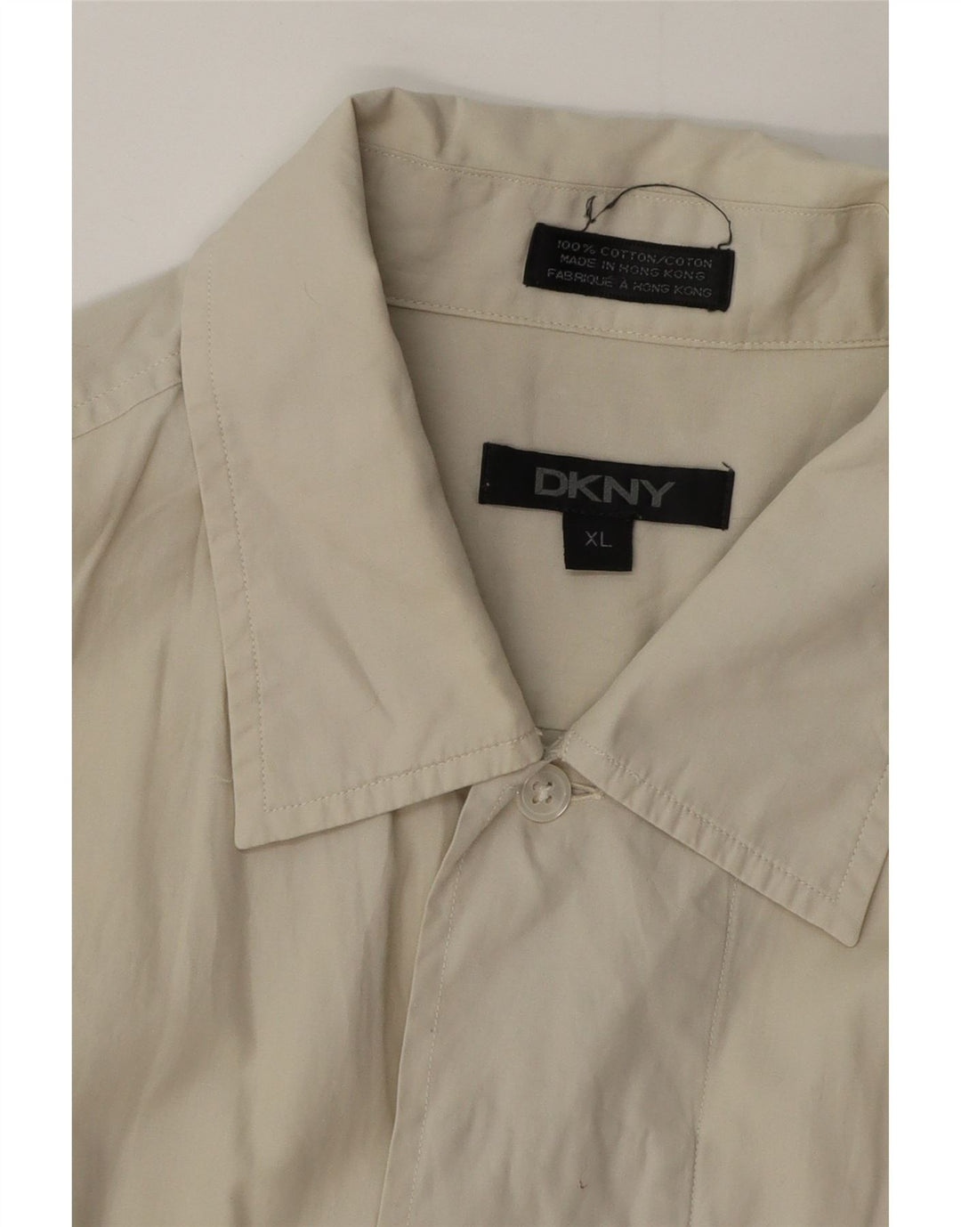 Ανδρικό κοντομάνικο πουκάμισο Dkny XL Μπεζ βαμβακερό
