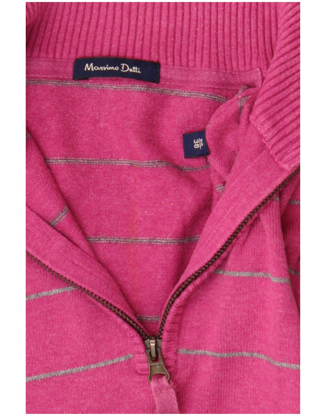 Massimo Dutti Γυναικείο πουλόβερ με φερμουάρ EU 38 Ροζ μεσαίο ριγέ