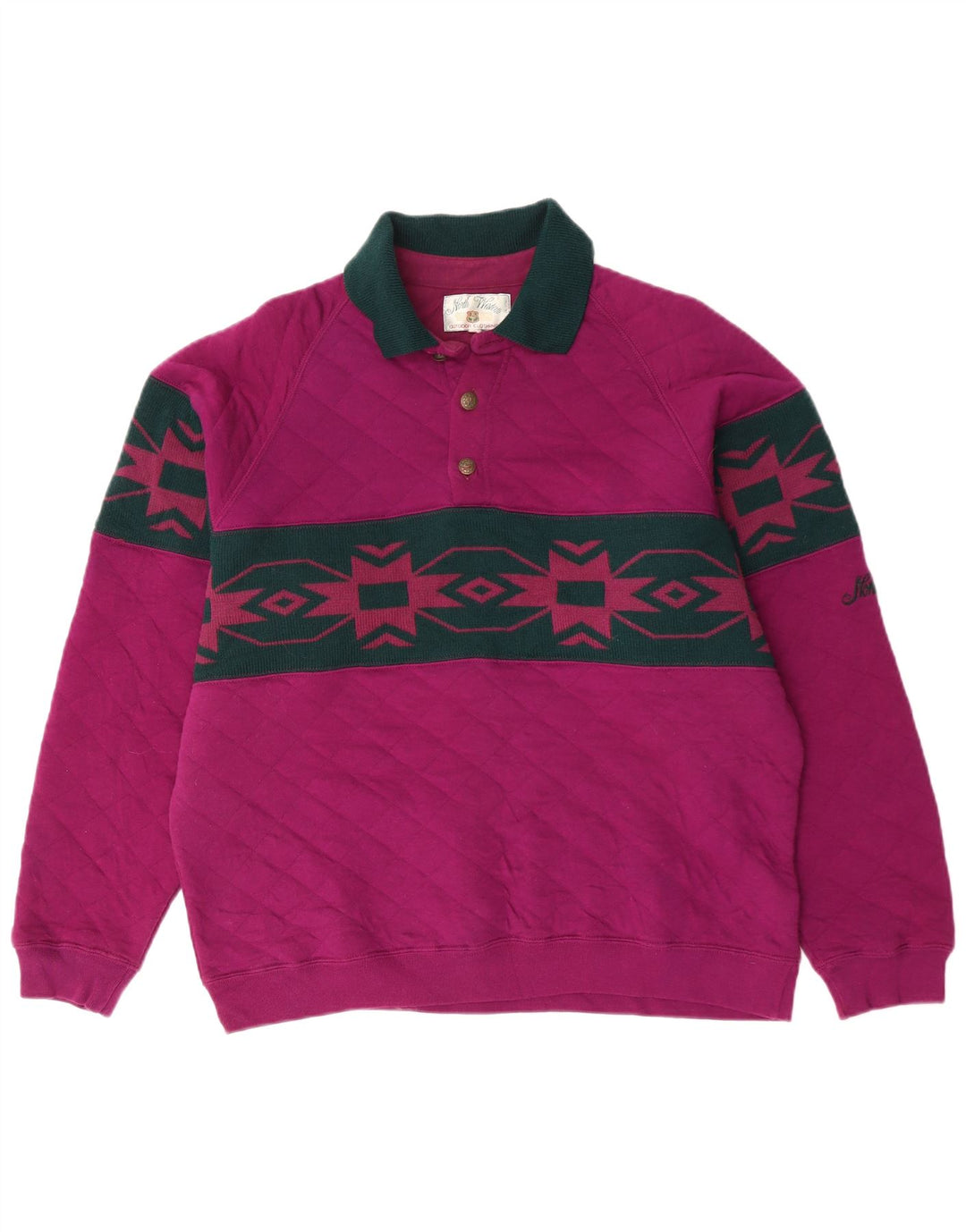 North WESTERN Ανδρικό φούτερ με λαιμό polo Jumper Medium Purple Fair Isle