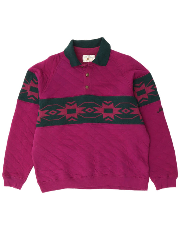 North WESTERN Ανδρικό φούτερ με λαιμό polo Jumper Medium Purple Fair Isle