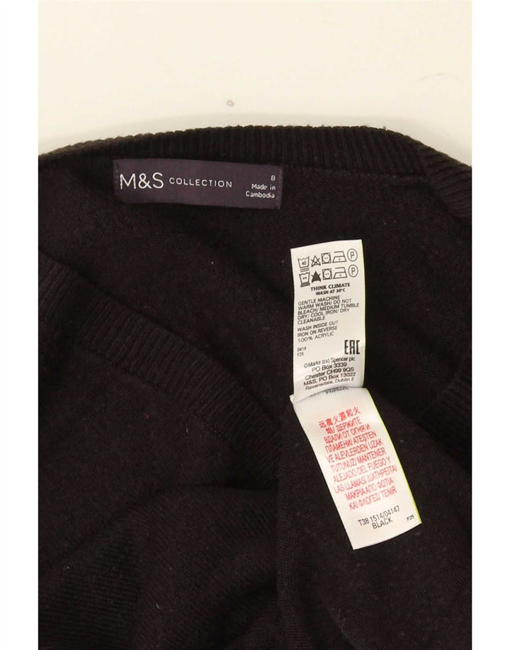 Marks & Spencer Γυναικείο πουλόβερ με λαιμόκοψη με V λαιμόκοψη UK 8 μικρό μαύρο ακρυλικό