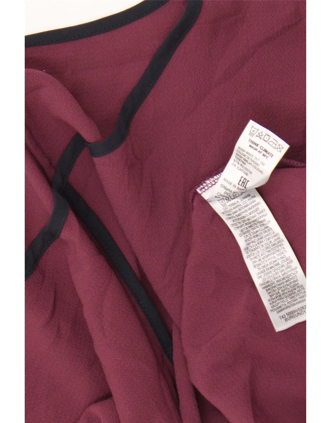 Marks & Spencer Γυναικεία κανονική μπλούζα τοπ UK 20 2XL μπορντό πολυεστέρας