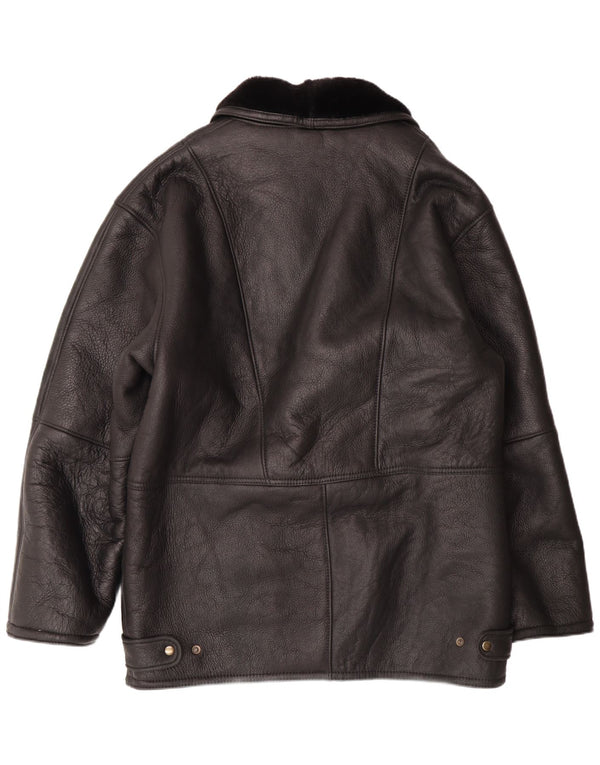 VINTAGE Ανδρικό Shearling Μπουφάν IT 58 4XL Μαύρο Shearling