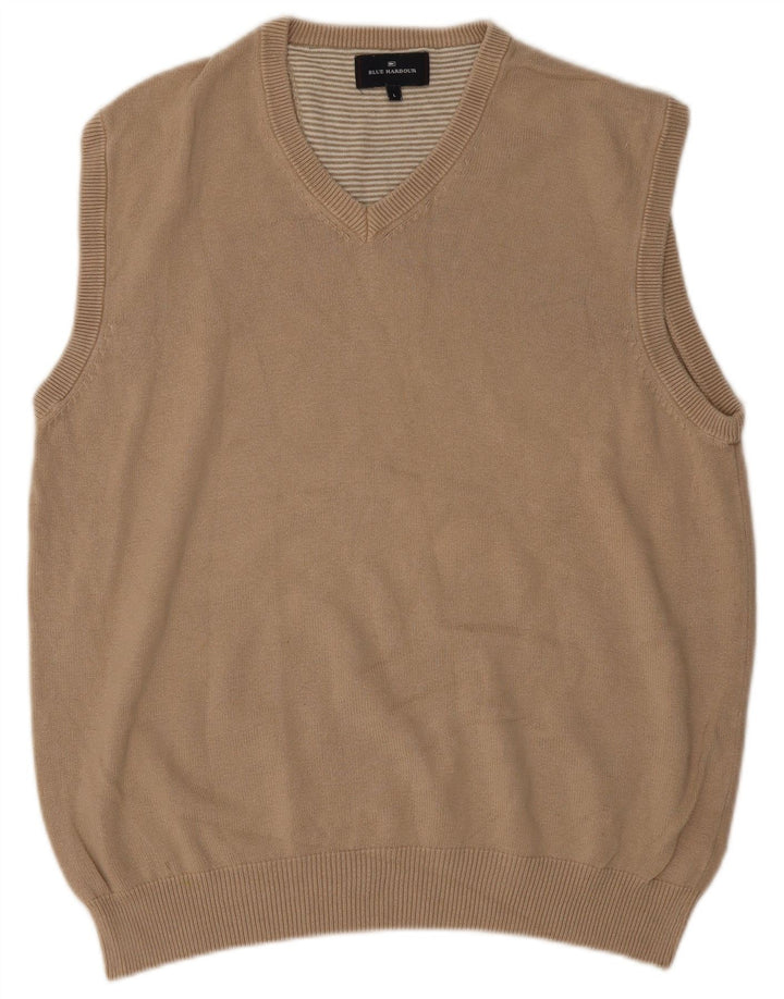 Marks & Spencer Ανδρικό Μπλε Γιλέκο Harbor Tank Top Μεγάλο μπεζ βαμβακερό