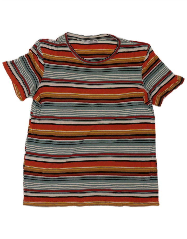 Zara Γυναικείο T-Shirt Top UK 12 μεσαία πολύχρωμη ριγέ βισκόζη