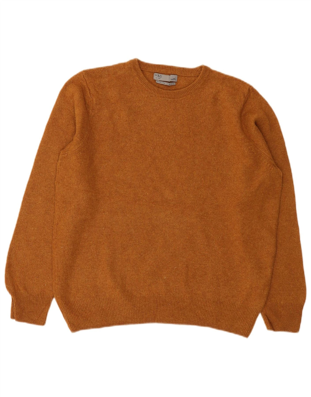 Marks & Spencer Γυναικείο πουλόβερ με λαιμόκοψη UK 14 Large Brown Lambswool
