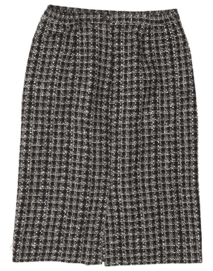 Klasse Γυναικεία Pencil Φούστα UK 16 Large W32 Black Check Polyester