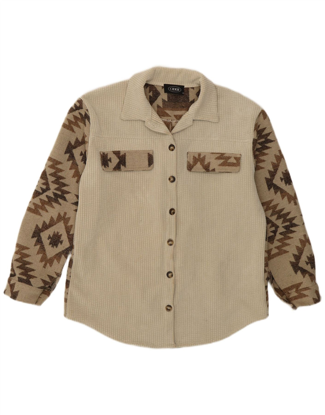 Γυναικείο πουκάμισο CIDER UK 14 Medium Beige Geometric Polyester Aztec