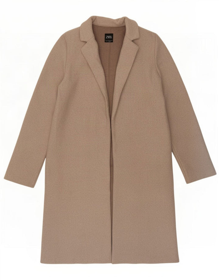 Zara Γυναικείο Ανοιχτό Πανωφόρι UK 10 Small Beige Polyester