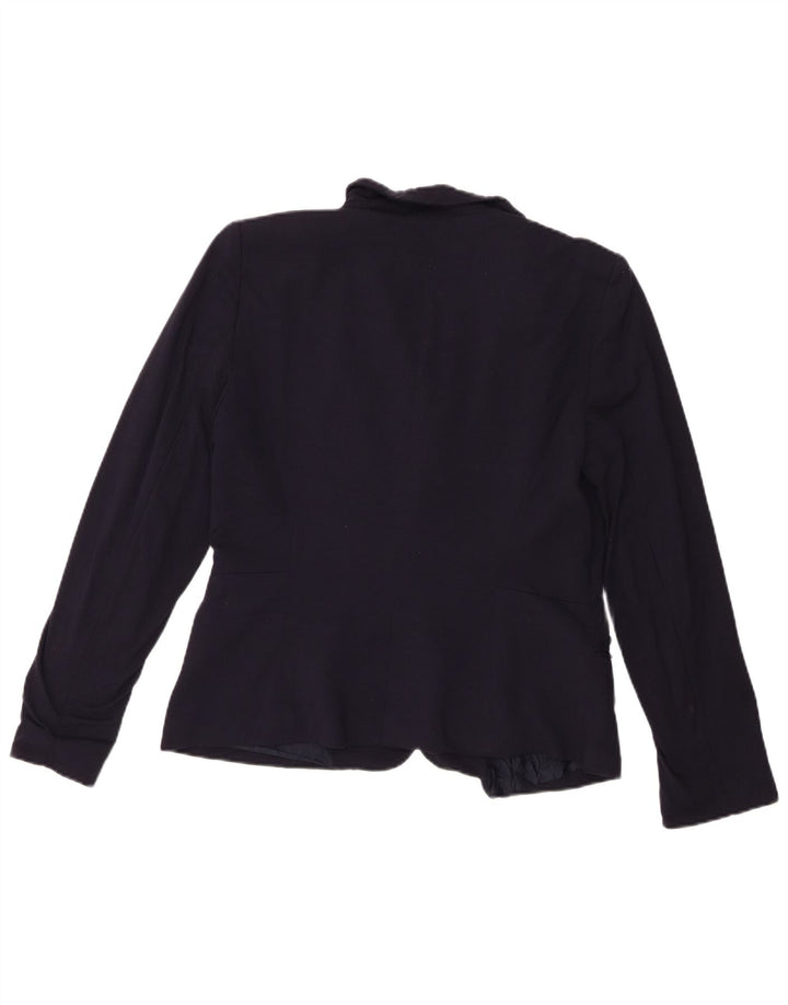 Zara Γυναικείο μπουφάν 1 κουμπιού Blazer UK 14 Large Navy Blue Viscose