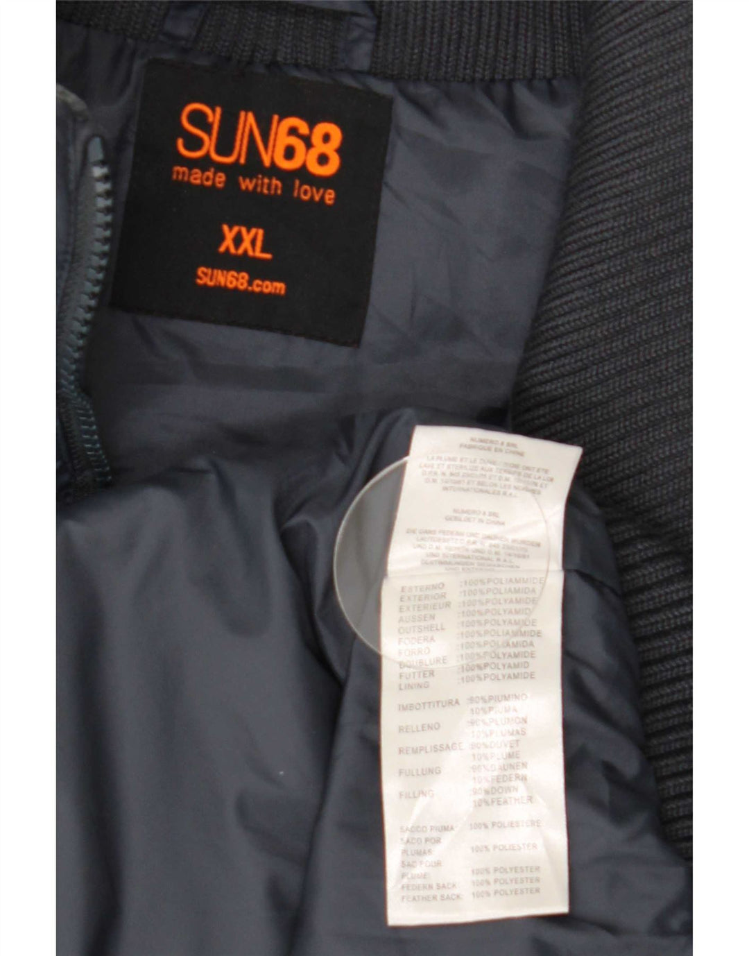 Sun68 Ανδρικό μπουφάν με επένδυση UK 44 2XL Navy Blue Colorblock Πολυαμίδιο