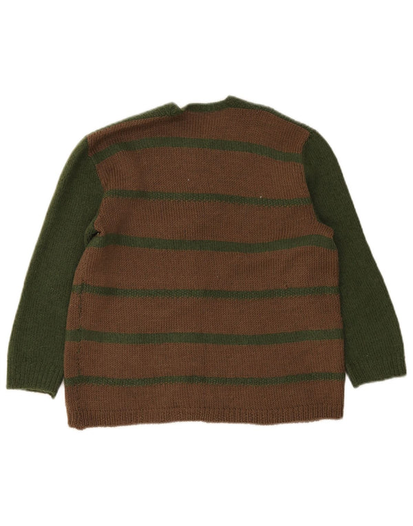 Vintage Girls Cardigan πουλόβερ 11-12 ετών Καφέ ριγέ