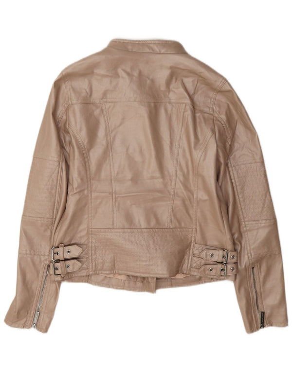 Michael Kors Γυναικείο Faux Leather Biker Jacket UK 6 XS Beige