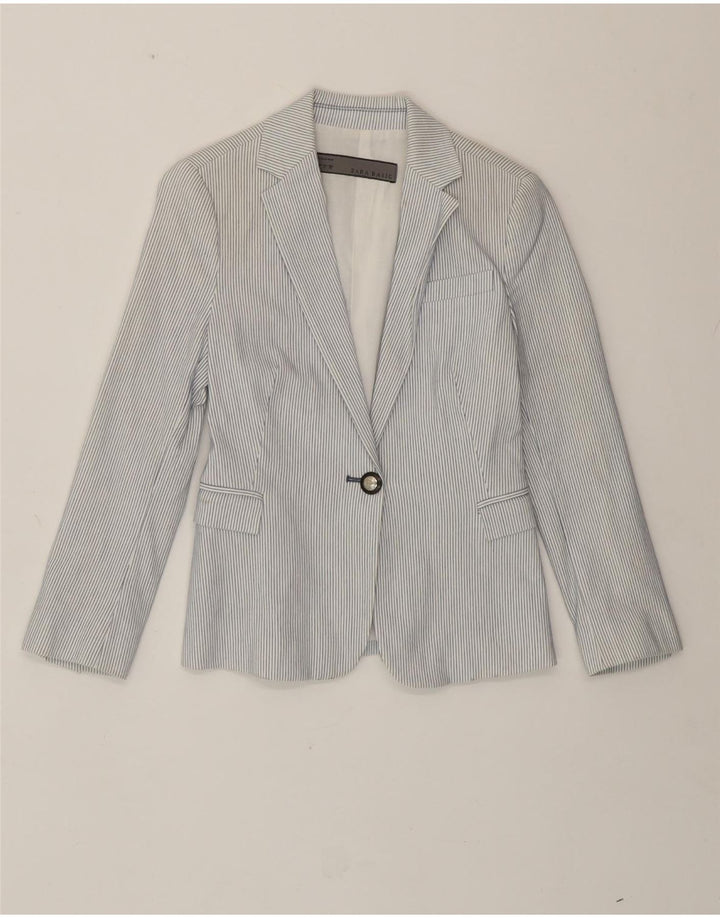 Zara Γυναικείο σακάκι 1 κουμπιού blazer UK 10 Small White Ripe Βαμβακερό