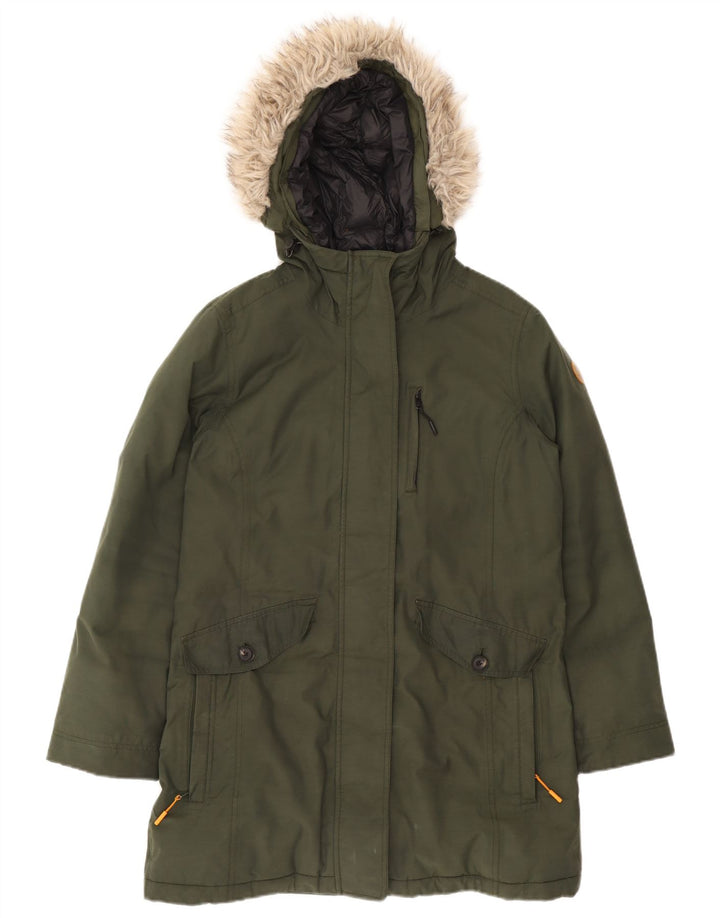 Timberland γυναικείο μπουφάν Parka με κουκούλα UK 14 Μεσαίο πράσινο πολυεστέρας