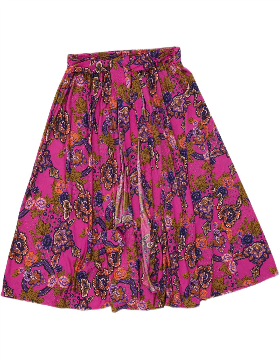 Vintage Γυναικεία Flared Φούστα W34 Large Pink Paisley