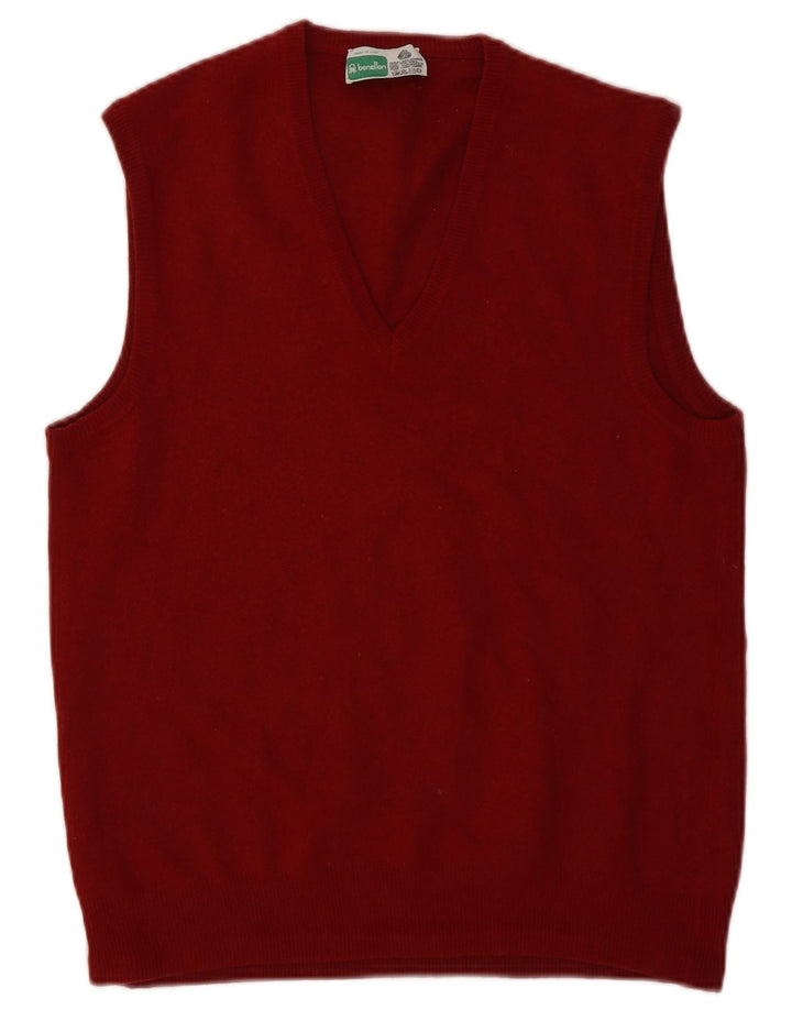 Ανδρικό γιλέκο Benetton Tank Top IT 52 Large Maroon Παρθένο Μαλλί