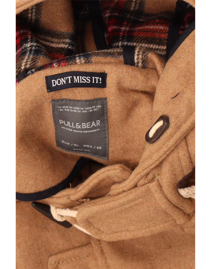Pull & Bear Ανδρικό παλτό Duffle με κουκούλα UK 42 XL Μπεζ πολυεστέρας
