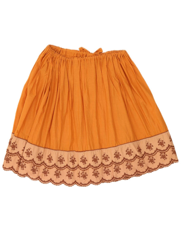 Vintage Womens Pleated Tiered Skirt W28 Medium Yellow Floral