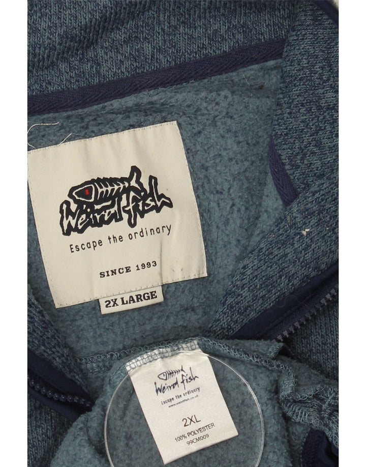 Weird Fish ανδρικό φούτερ με φερμουάρ Jumper 2XL Blue Flecked Polyester
