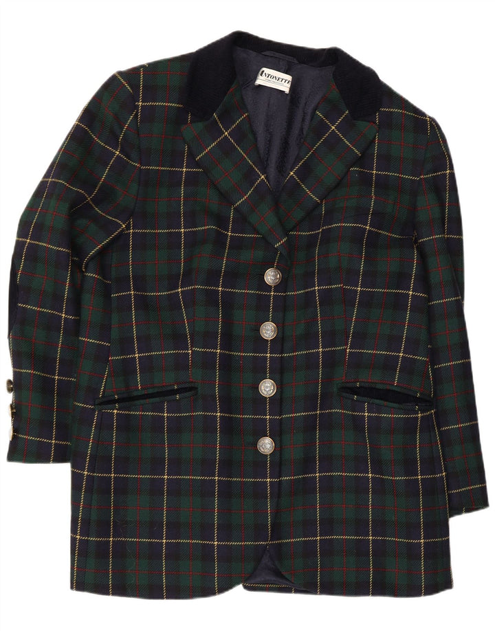 Γυναικείο σακάκι Antonette με 4 κουμπιά σακάκι UK 18 XL Green Check Viscose