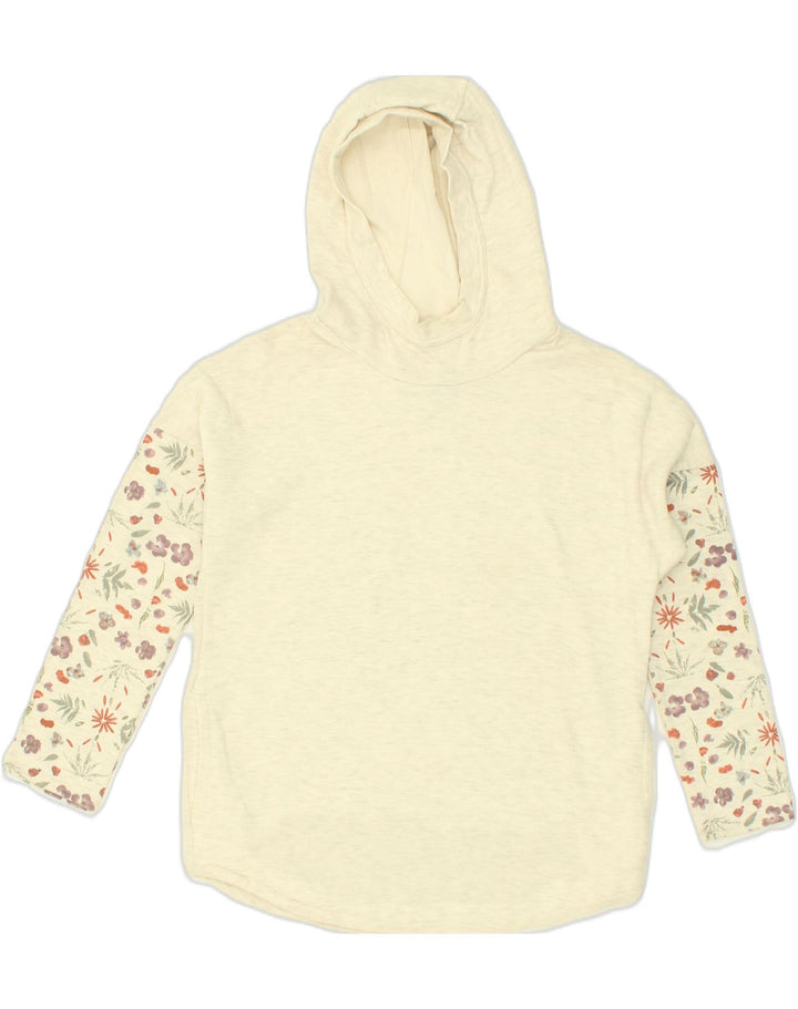 BURTON Womens Oversized Hoodie Jumper UK 10 Small Beige Floral Cotton | Vintage Burton | Thrift | Second-Hand Burton | Used Clothing | Messina Hembry 