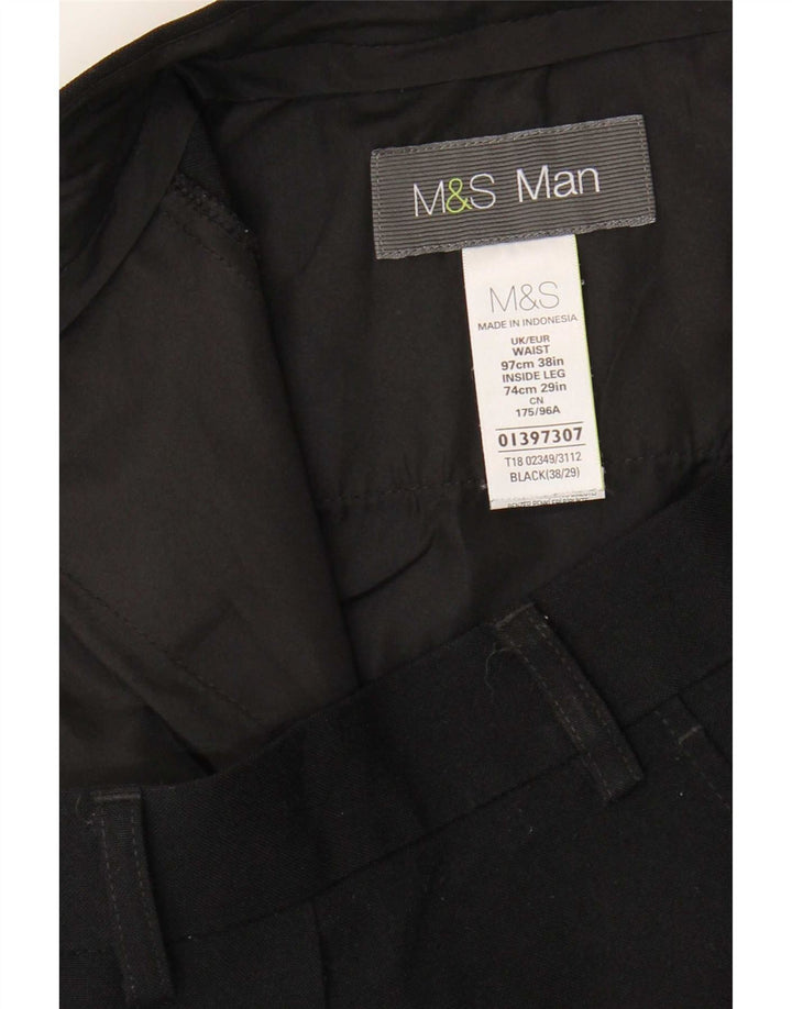 Marks & Spencer Ανδρικό ίσιο παντελόνι Chino W38 L29 Μαύρο πολυεστέρα