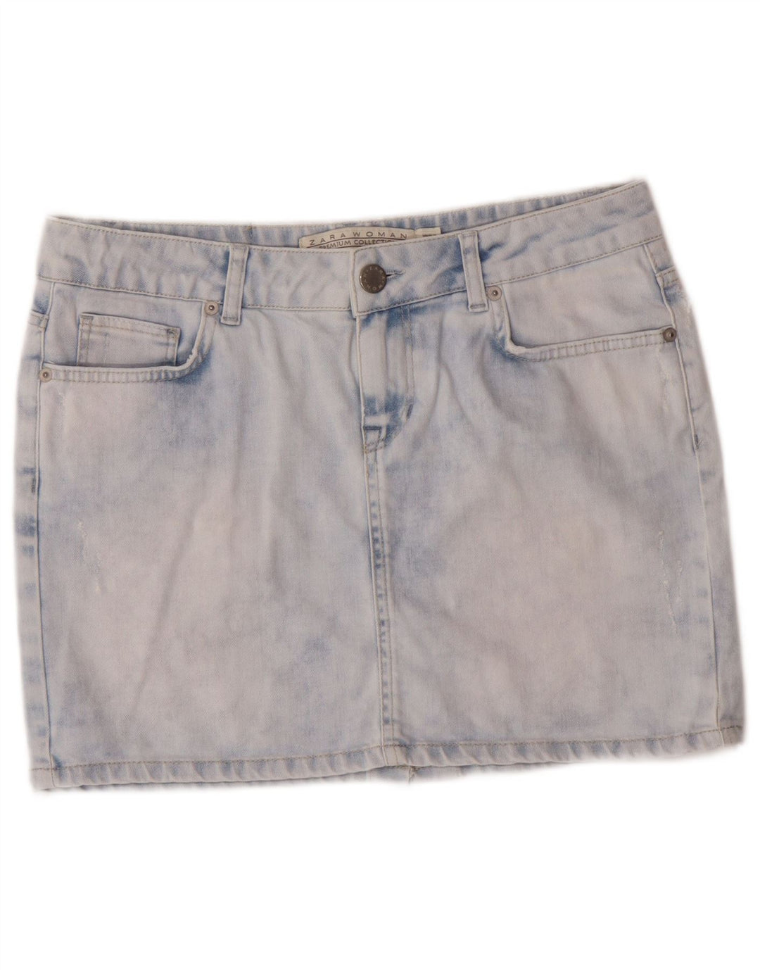 Zara Γυναικεία Acid Wash Τζιν φούστα EU 40 Medium W30 Blue Cotton Classic