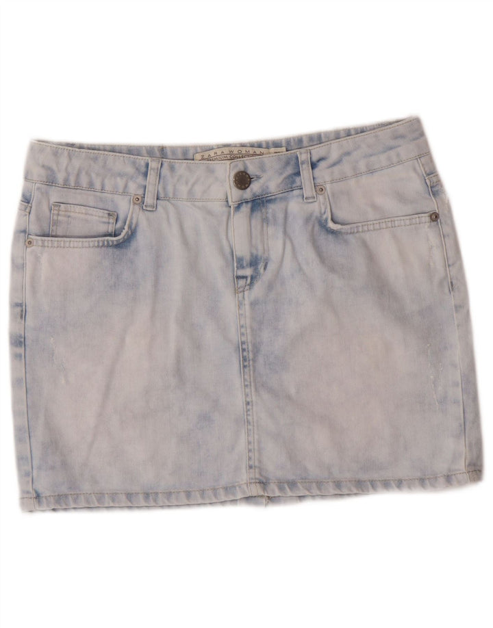 Zara Γυναικεία Acid Wash Τζιν φούστα EU 40 Medium W30 Blue Cotton Classic