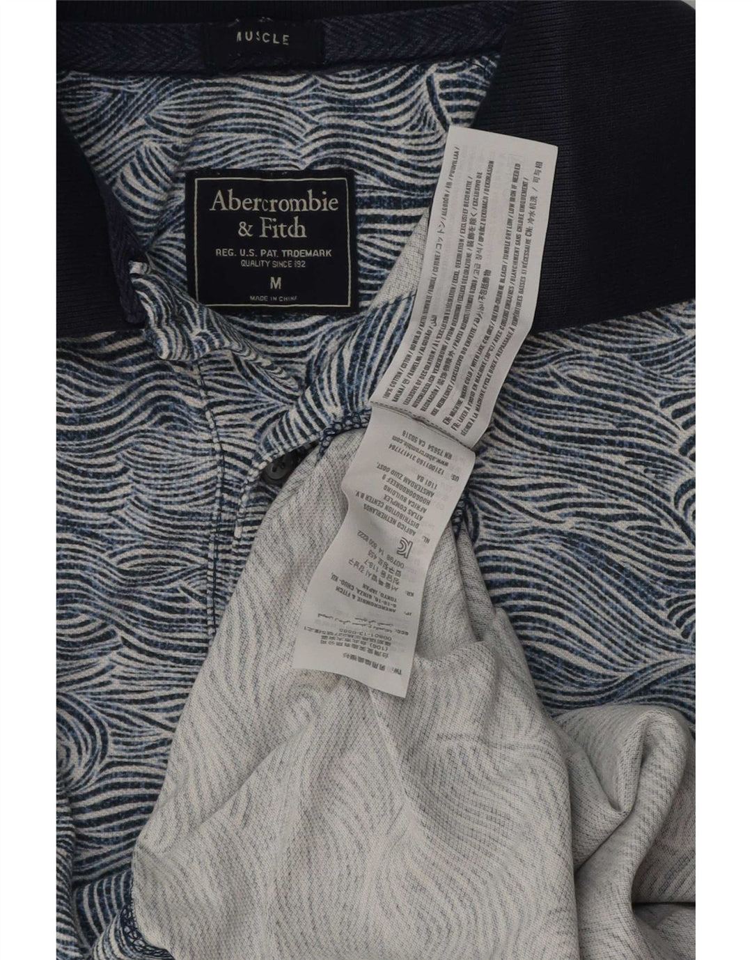 Abercrombie & Fitch Ανδρικό πουκάμισο πόλο με αφηρημένο σχέδιο με μεσαίο μπλε