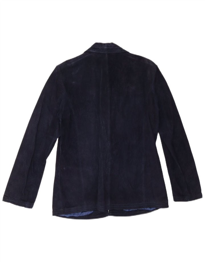 Andrea Mare Γυναικείο Suede Jacket UK 14 Medium Navy Blue Leather