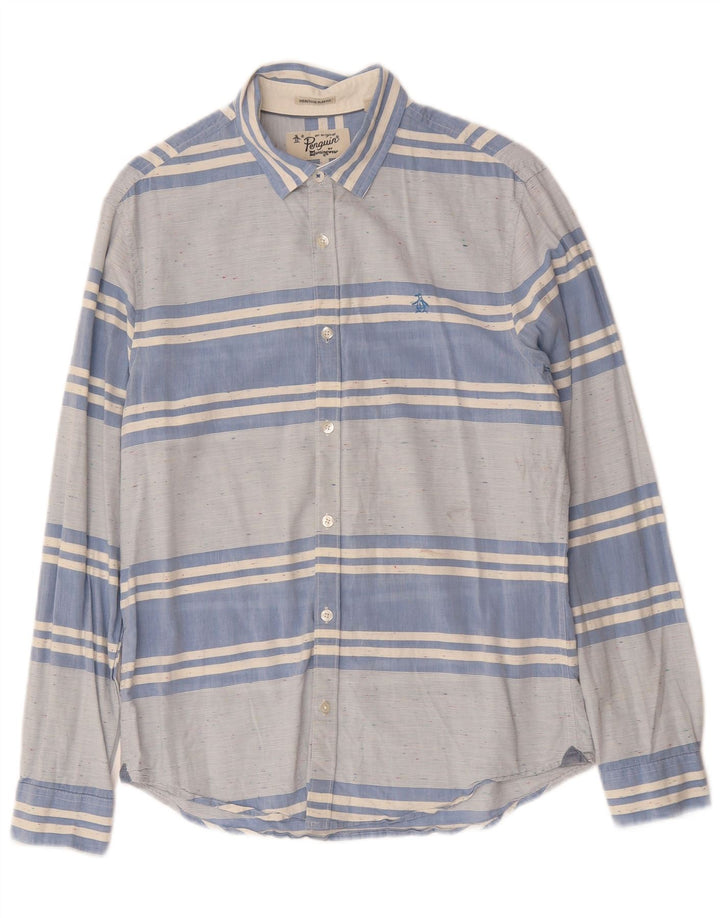 Ανδρικό πουκάμισο PENGUIN Heritage Slim Fit Βαμβακερό μεσαίο μπλε ριγέ