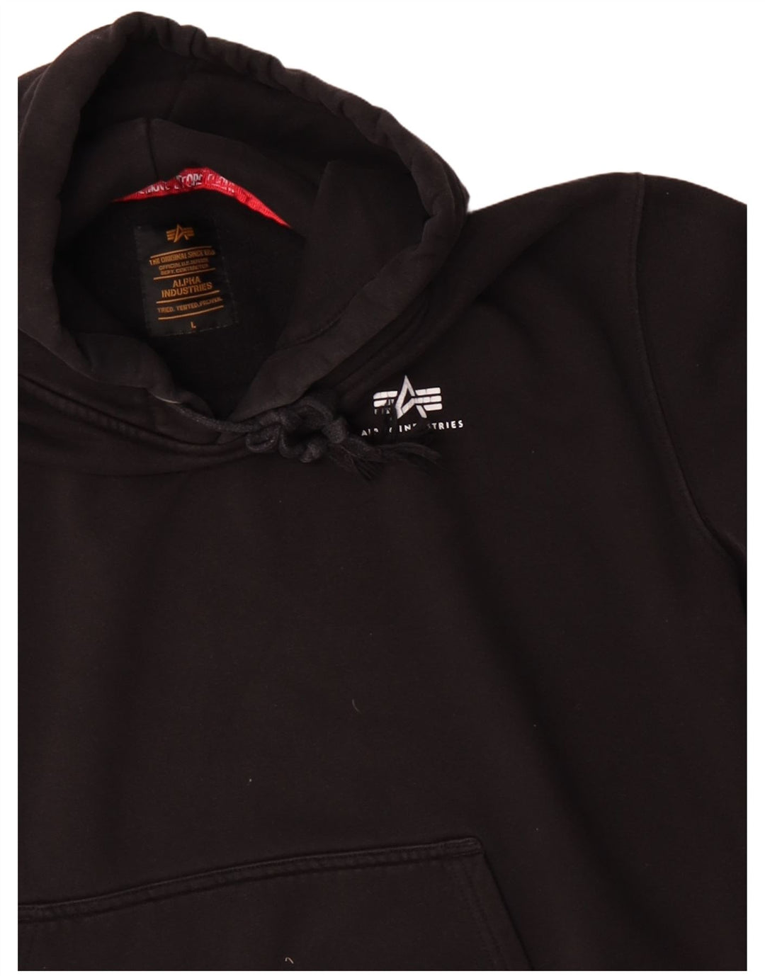 Ανδρική κουκούλα Alpha Industries, μεγάλο μαύρο βαμβακερό