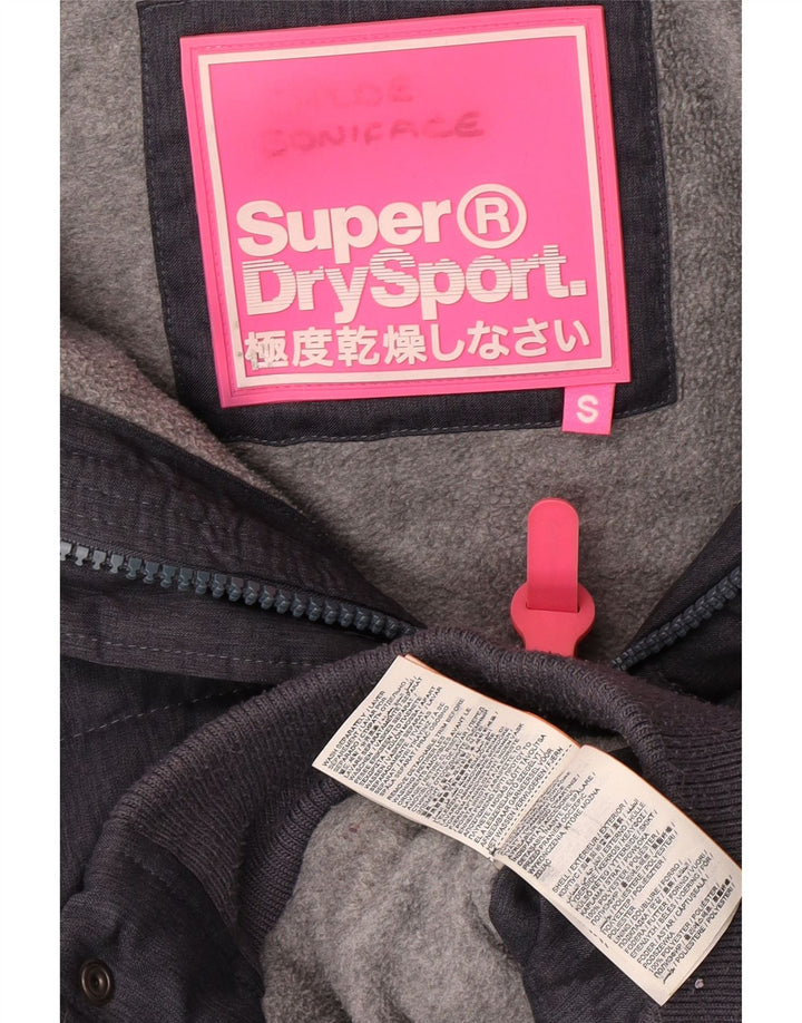 Superdry γυναικείο μπουφάν με κουκούλα Bomber padded UK 8 Small Grey Polyester