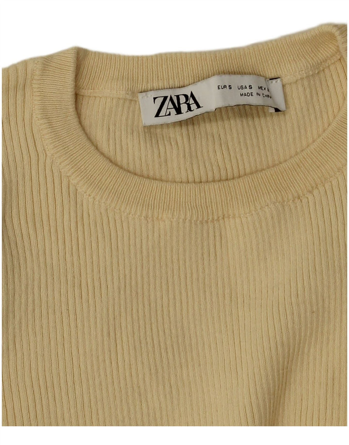 Γυναικεία Zara Crop μακρυμάνικη μπλούζα τοπ UK 8 Small Yellow