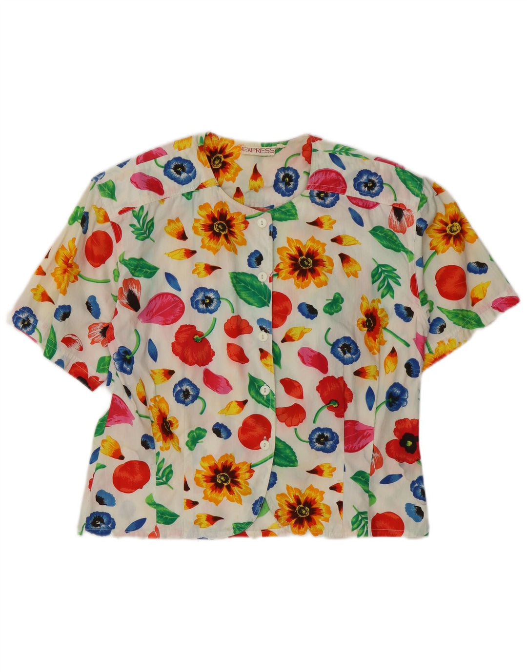 Γυναικείο κοντομάνικο μπλουζάκι Express UK 14 Medium White Floral