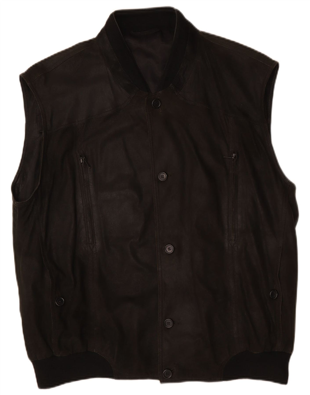 Striwa Ανδρικό Δερμάτινο Gilet IT 58 4XL Μαύρο Δερμάτινο