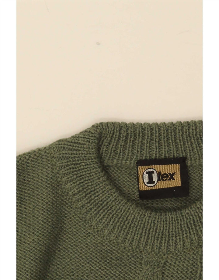 Vintage Ανδρικό πουλόβερ με λαιμόκοψη IT 50 Medium Green